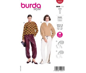 Patron Burda Style n°5623 – Sweat Court Manches Volume Femme Tailles 36-48 - pochette du patron, recto