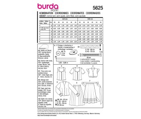 Patron Burda Style n°5625 – Dirndl, Blouse & Tablier Femme Tailles 36-46 - plan de montage et fournitures