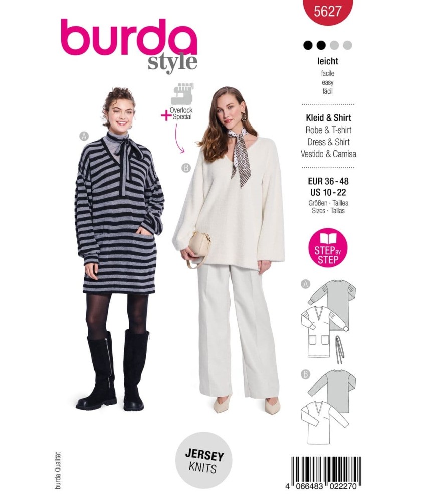 Patron Burda Style n°5627 – Robe Pull & Pull Femme Tailles 36-48 - pochette du patron, recto