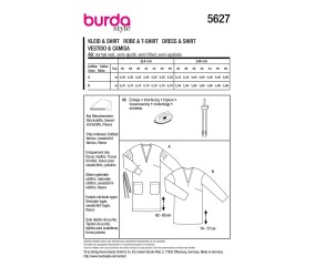 Patron Burda Style n°5627 – Robe Pull & Pull Femme Tailles 36-48 - plan de montage et fournitures