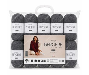 Lot de 10 pelotes Primofil Bergère de France - coloris Gris chiné, sachet de 10 pelotes de 50 g