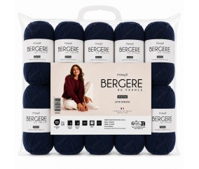 Lot de 10 pelotes Primofil Bergère de France - coloris Marine, sachet de 10 pelotes de 50 g