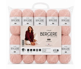 Lot de 10 pelotes Primofil Bergère de France - coloris Rose poudré, sachet de 10 pelotes de 50 g