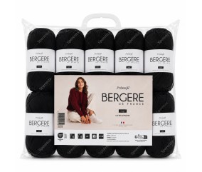 Lot de 10 pelotes Primofil Bergère de France - coloris Noir, sachet de 10 pelotes de 50 g