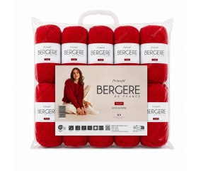 Lot de 10 pelotes Primofil Bergère de France - coloris Rouge, sachet de 10 pelotes de 50 g