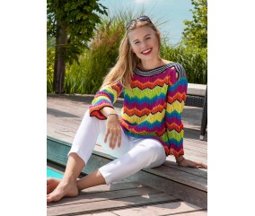 E-MODELE FEMME - PULL EN CHEVRONS AJOURÉS COTTON QUICK UNI - GRÜNDL