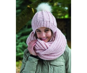 E-MODELE - SNOOD ET BONNET EN CÔTES ANGLAISES LIVING - GRÜNDL