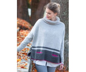 E-MODELE FEMME - PULL-PONCHO AVEC POCHES ET BONNET HAPPY UNI - GRÜNDL