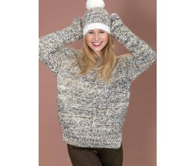E-MODELE FEMME - PULL EN POINT MOUSSE ET MAILLES ANGLAISES ALASKA PRINT - GRÜNDL
