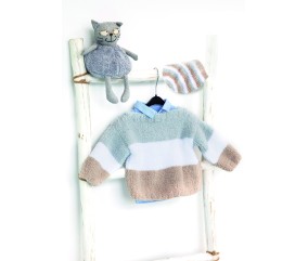E-MODELE BÉBÉ - PULL ET BONNET RAYÉS BABY DREAM - GRÜNDL
