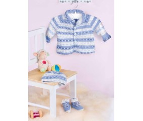 E-MODELE BÉBÉ - PETITE VESTE, BONNET ET CHAUSSONS BABY COLOR - GRÜNDL