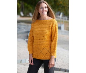 E-MODELE FEMME - PULL D’ETE AVEC LOSANGES ET NOPPES COTTON QUICK UNI - GRÜNDL