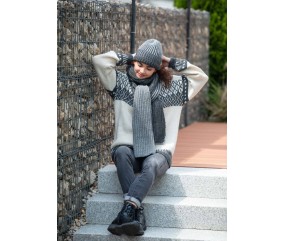 E-MODELE FEMME - PULL OVERSIZE DE STYLE NORVEGIEN ECOLANA - GRÜNDL
