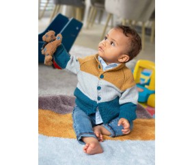 E-MODELE BEBE - VESTE TRICOTEE TRICOLORE BABY COTTON - GRÜNDL