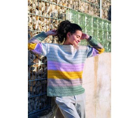 E-MODELE FEMME - PULL A LARGES RAYURES EN POINT AJOURE COTTOLINO - GRÜNDL