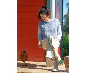 E-MODELE FEMME - PULLOVER SANS MANCHES AVEC BANDES AJOUREES SHETLAND - GRÜNDL