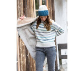 E-MODELE FEMME - PULL A RAYURES AVEC JACQUARD MERINO MIO - GRÜNDL
