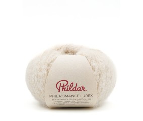 Pelote Phil Romance Lurex Phildar coloris Ecru sur fond blanc