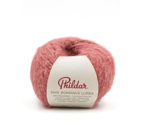 Pelote Phil Romance Lurex Phildar coloris Rosewood sur fond blanc