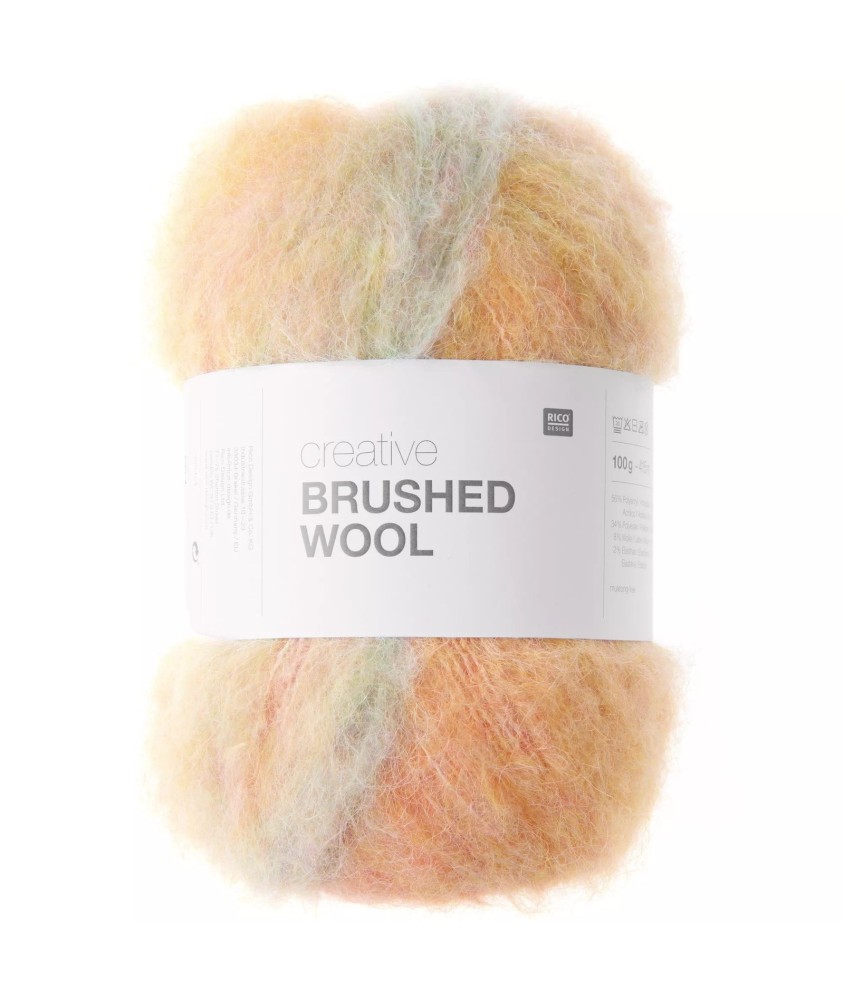 Laine Rico Design Creative Brushed Wool coloris 01 Arc-en-Ciel - pelote sur fond blanc