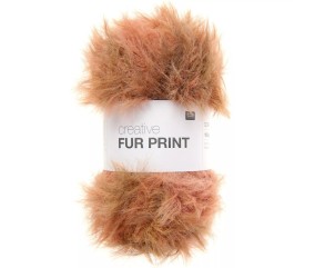 Fil fourrure Rico Design Creative Fur Print coloris 01 Bruns Naturels - pelote sur fond blanc