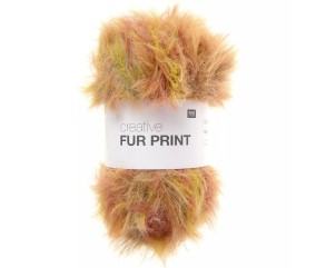 Fil fourrure Rico Design Creative Fur Print coloris 02 Teintes Chaudes - pelote sur fond blanc