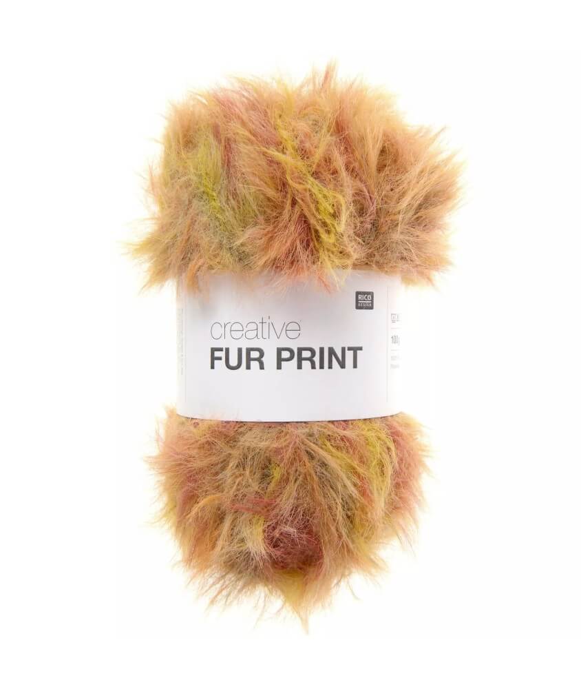 Fil fourrure Rico Design Creative Fur Print coloris 02 Teintes Chaudes - pelote sur fond blanc