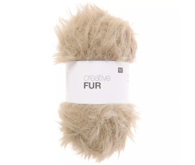 Fil fourrure Rico Design Creative Fur coloris 02 Ecru - pelote sur fond blanc