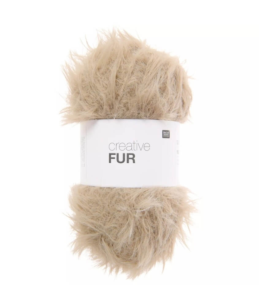 Fil fourrure Rico Design Creative Fur coloris 02 Ecru - pelote sur fond blanc