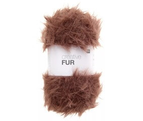 Fil fourrure Rico Design Creative Fur coloris 08 Chocolat - pelote sur fond blanc
