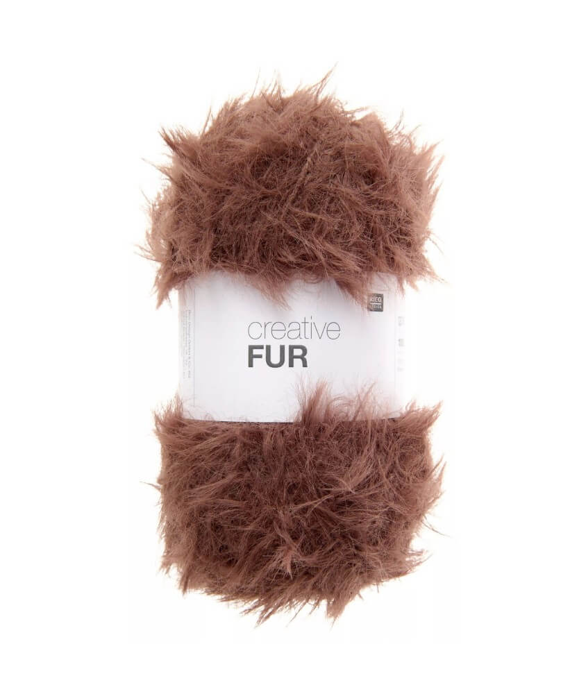 Fil fourrure Rico Design Creative Fur coloris 08 Chocolat - pelote sur fond blanc