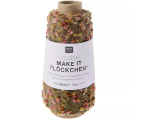 Fil fantaisie Rico Design Creative Make It Flöckchen coloris 01 Automne - pelote sur fond blanc