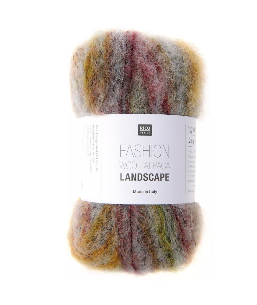Laine Rico Design Fashion Wool Alpaca Landscape coloris 01 Couleurs Terreuses - pelote sur fond blanc
