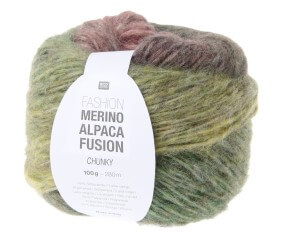 Laine Rico Design Fashion Merino Alpaca Fusion chunky coloris 10 Teintes Chaudes - échantillon tricoté