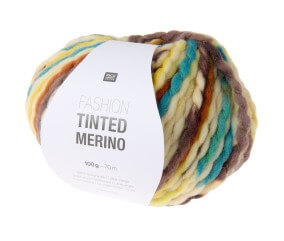 Grosse laine Rico Design Fashion Tinted Merino coloris 02 Été - échantillon tricoté