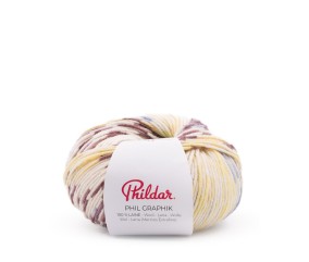Pelote Phil Graphik Phildar coloris Imprimé Jaune - pelote avec bandeau sur fond blanc