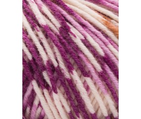 Pelote Phil Graphik Phildar Imprimé Cassis - zoom sur le fil mérinos violet cassis et camel