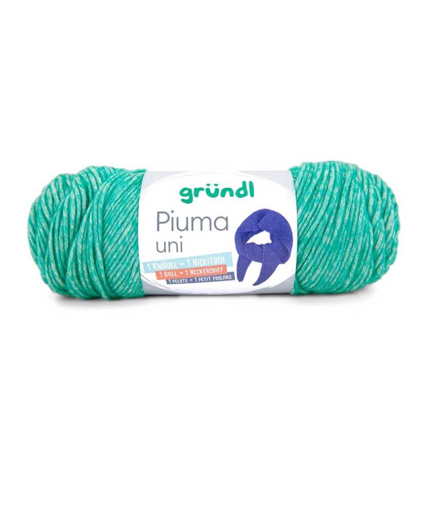 Pelote de coton à tricoter PIUMA UNI - 100 g - Gründl - 10 Vert d'eau
