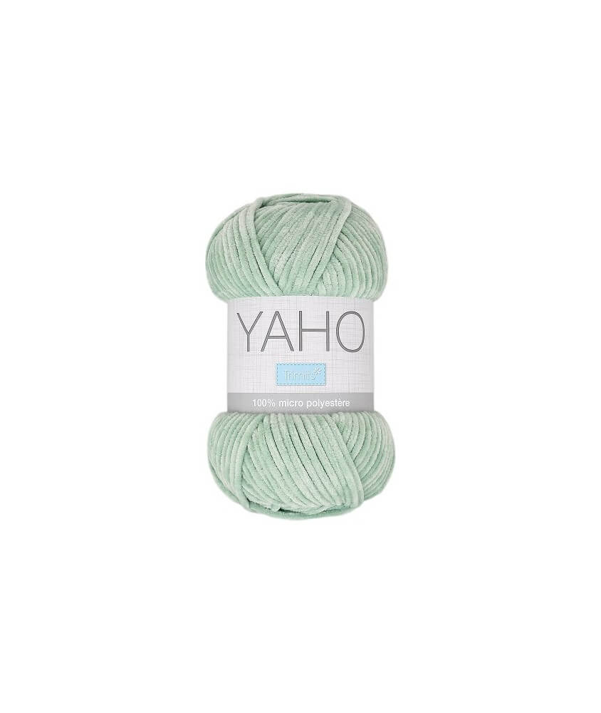 Pelote de fil chenille YAHO - 100 g - 150 m - Effet velours - 10 coloris - Trimits - Vert D'eau