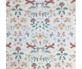 Tissu enfant double gaze de coton gaufrée motif folklorique animaux