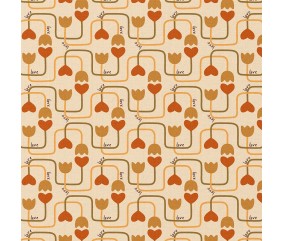 Tissu coton imprimé tulipes et cœurs Love