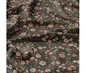 Tissu viscose imprimé fleurs fond vert