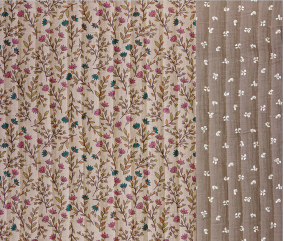 Tissu matelassé fleuri madeleine et babeth châtaigne - vue du tissu