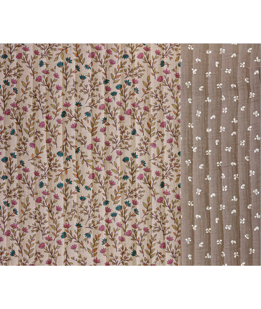 Tissu matelassé fleuri madeleine et babeth châtaigne - vue du tissu