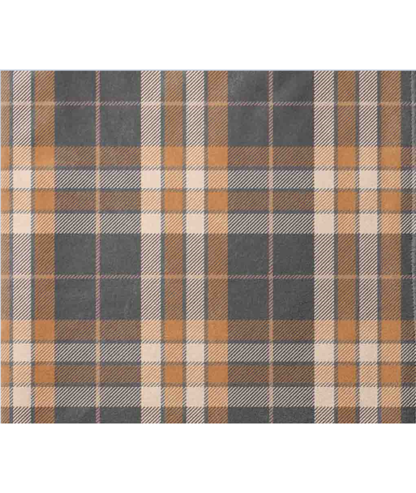 Tissu maille doudou imprimé tartan flanagan bleu et jaune - vue du tissu