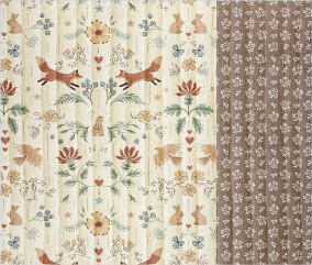 Tissu matelassé folklorique garina et meesya blanc châtaigne - vue du tissu