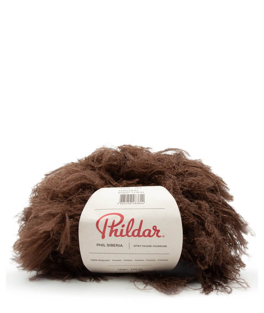Phil Sibéria Chocolat Phildar - pelote sur fond blanc
