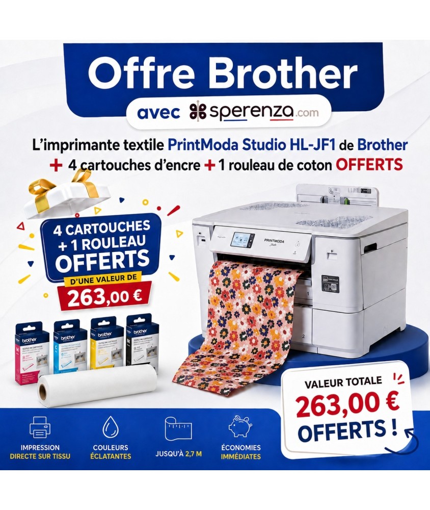 Imprimante textile PrintModa Studio HL-JF1 avec cadeau cartouche  + rouleau offerts