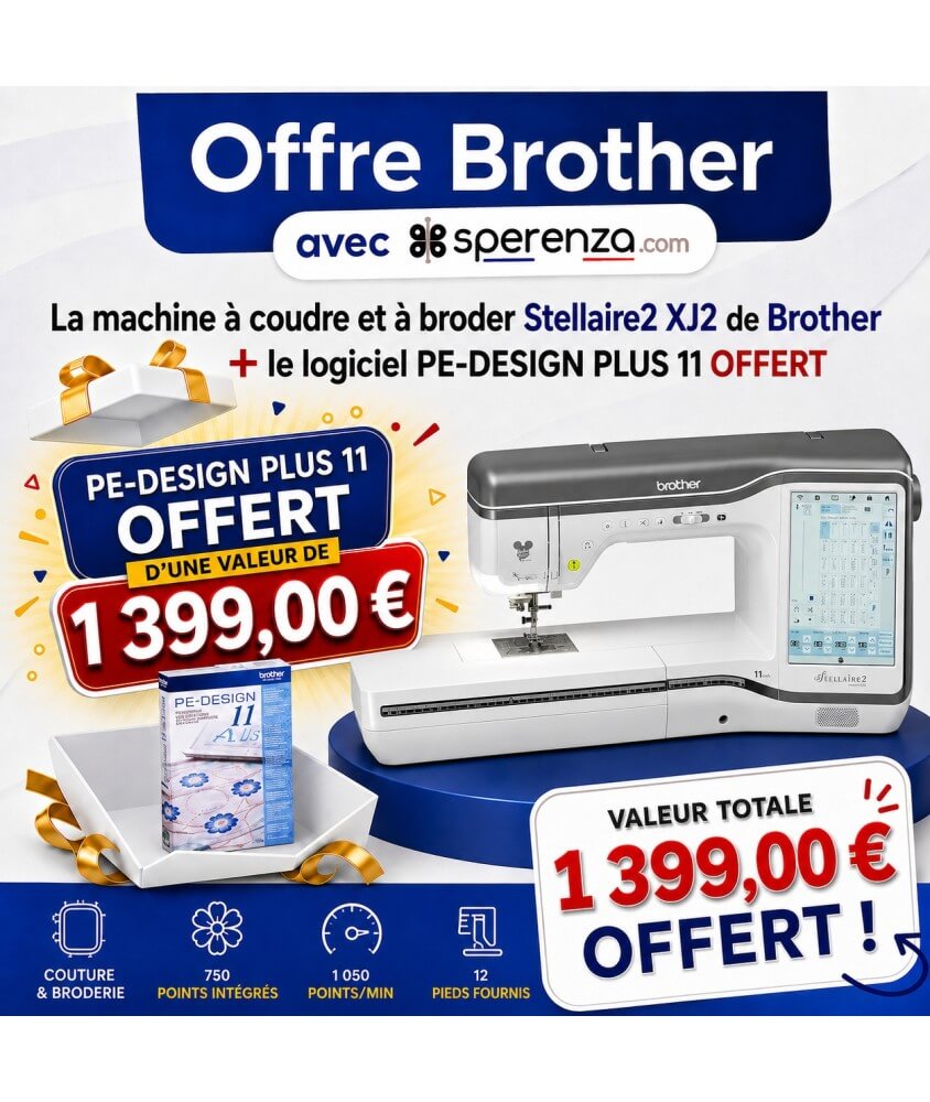 Machine à Coudre et Broder Stellaire 2 XJ2 - Brother - Garantie 5 ans - Créez avec Excellence - Blanc