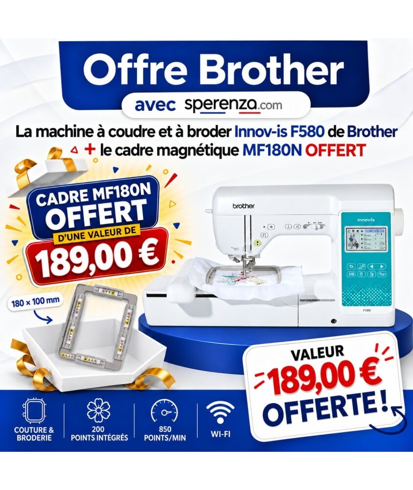 Machine à coudre et à broder Innov-is F580 - Brother - Garantie 3 ans - Blanc